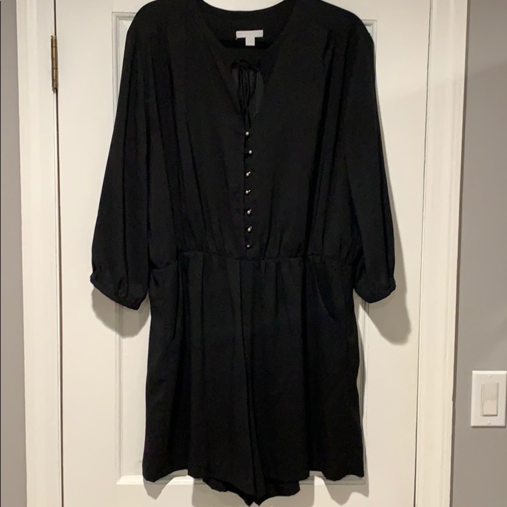 Long Sleeve Button Up Romper